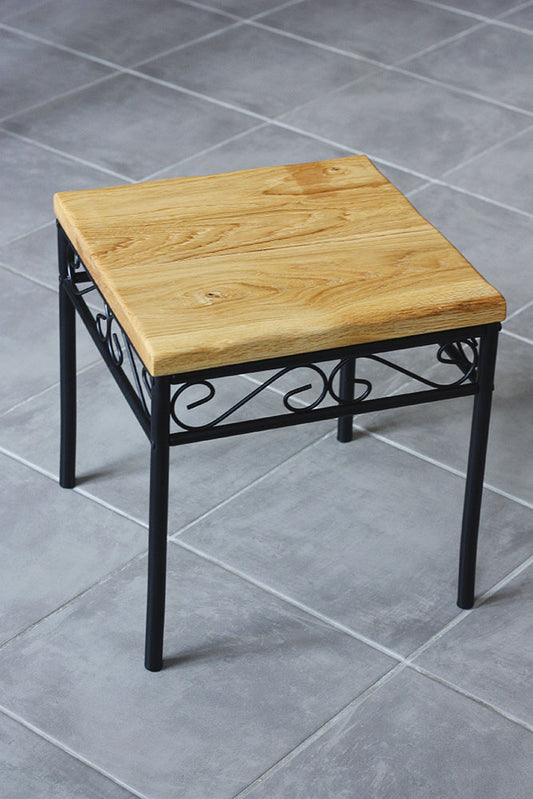 Volutes wood / metal stool - Unique piece!